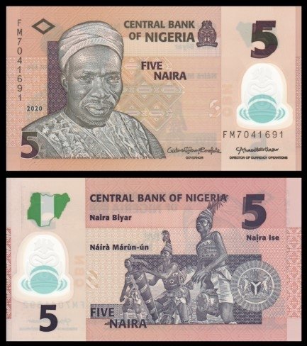 Banknot 5 NAIRA 2020 Nigeria UNC