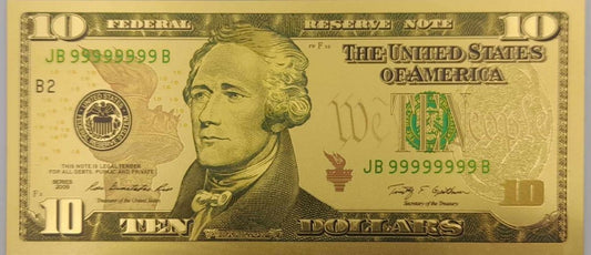 BANKNOT FANTAZYJNY POZŁACANY 10 DOLARÓW USA