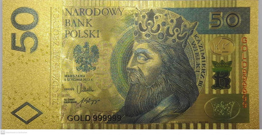 BANKNOT FANTAZYJNY POZŁACANY 50 ZŁOTYCH