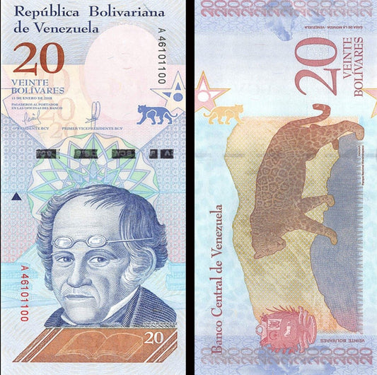 F Banknot Wenezuela 20 Bolivares 2018 UNC